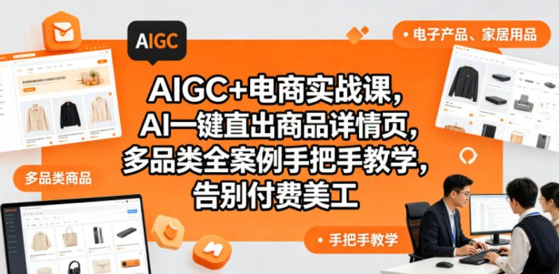 AIGC+电商实战课，AI一键直出商品详情页，多品类全案例手把手教学，告别付费美工-小明副业导航站