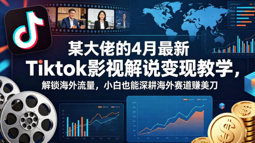 某大佬的4月最新Tiktok影视解说变现教学，解锁海外流量，小白也能深耕海外赛道賺美刀-小明副业导航站