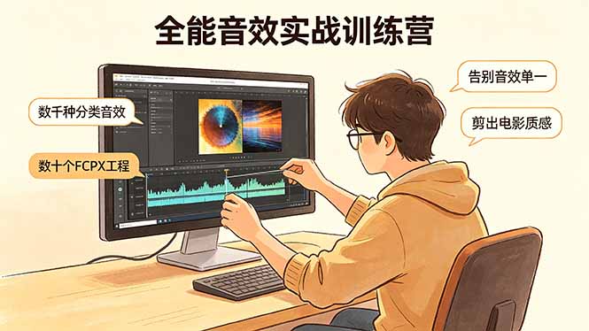 全能音效实战训练营：数千种分类音效+数十个FCPX工程，告别音效单一，剪出电影质感-小明副业导航站