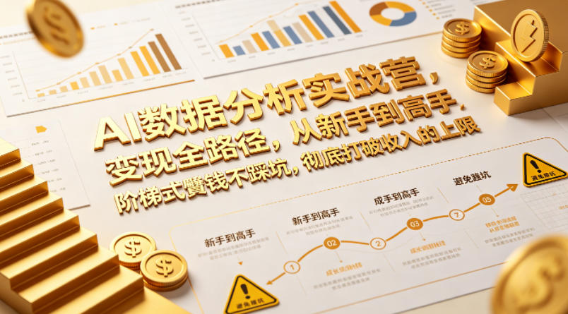 AI数据分析实战营，变现全路径，从新手到高手，阶梯式賺钱不踩坑，彻底打破收入的上限-小明副业导航站