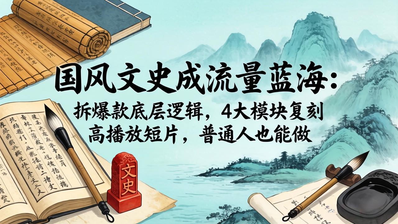国风文史成流量蓝海：拆爆款底层逻辑，4大模块复刻高播放短片，普通人也能做-小明副业导航站