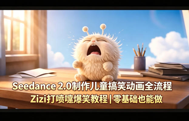 Seedance 2.0制作儿童搞笑动画全流程Zizi打喷嚏爆笑教程｜零基础也能做-小明副业导航站