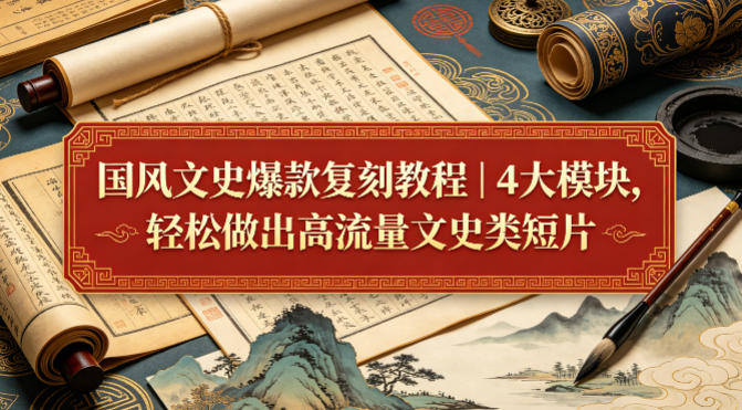 国风文史爆款复刻教程｜4大模块，轻松做出高流量文史类短片-小明副业导航站