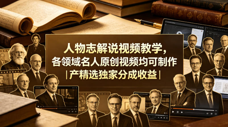 人物志解说视频教学,各领域名人原创视频均可制作丨精选独家分成收益(更新0430)
