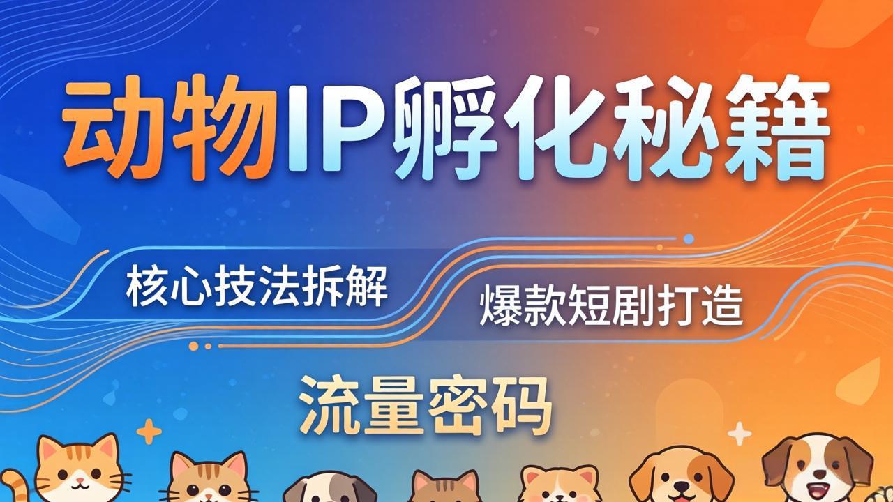 动物IP孵化全套秘籍，三大核心技法拆解，打造爆款萌宠短剧，轻松拿捏赛道流量密码-小明副业导航站