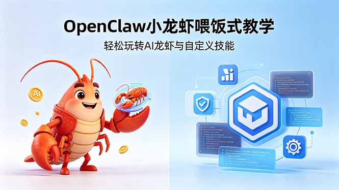 不用懂技术！OpenClaw小龙虾喂饭式教学，轻松玩转AI龙虾与自定义技能-小明副业导航站
