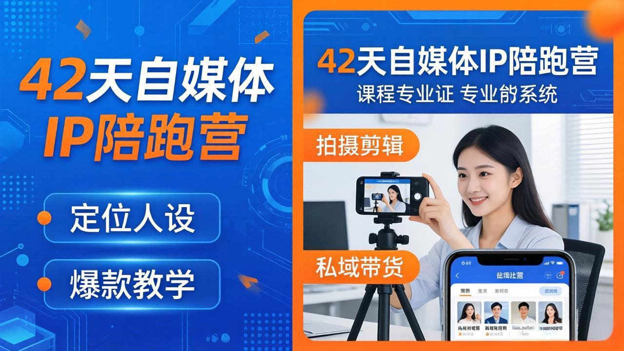 42天自媒体IP陪跑营-26年4月19更新：定位人设爆款全教学，拍摄剪辑私域带货一站式落地-小明副业导航站