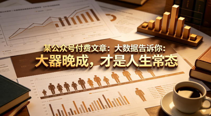 某公众号付费文章：大数据告诉你：大器晚成，才是人生常态-小明副业导航站