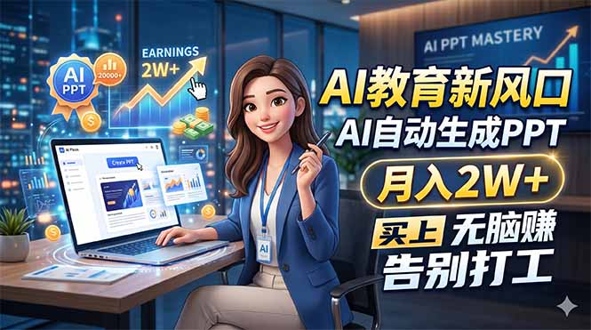 AI教育新风口，AI自动生成PPT，月入2W+，无脑赚，告别打工-小明副业导航站