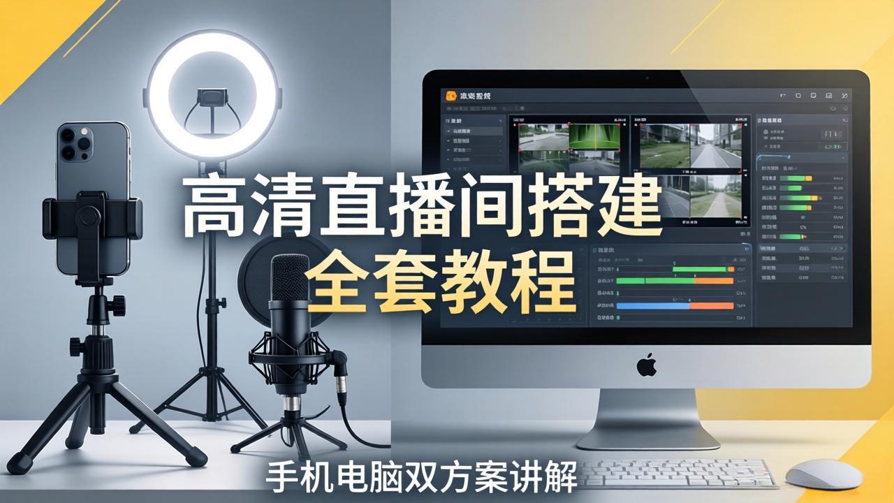 高清直播间搭建全套教程，手机电脑双方案讲解，设备选型调试多机位实操教学-小明副业导航站