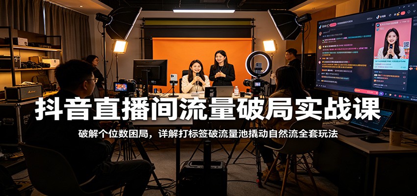 抖音直播间流量破局实战课：破解个位数困局，详解打标签破流量池撬动自然流全套玩法-小明副业导航站