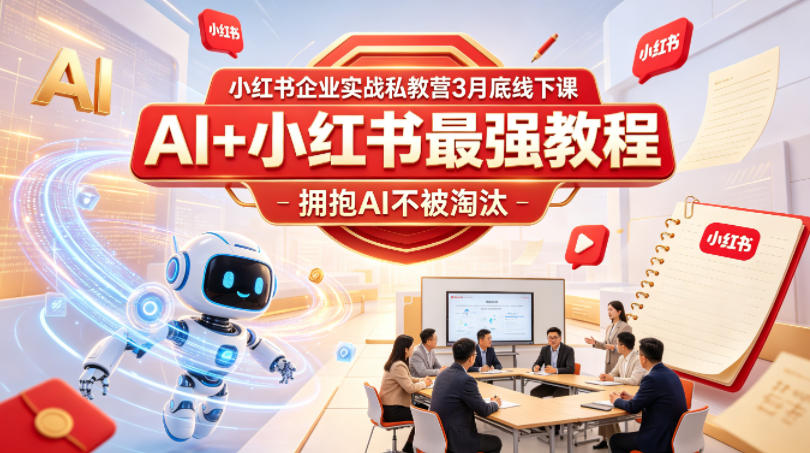 小红书企业实战私教营3月底线下课，AI+小红书最强教程，拥抱AI不被淘汰-小明副业导航站