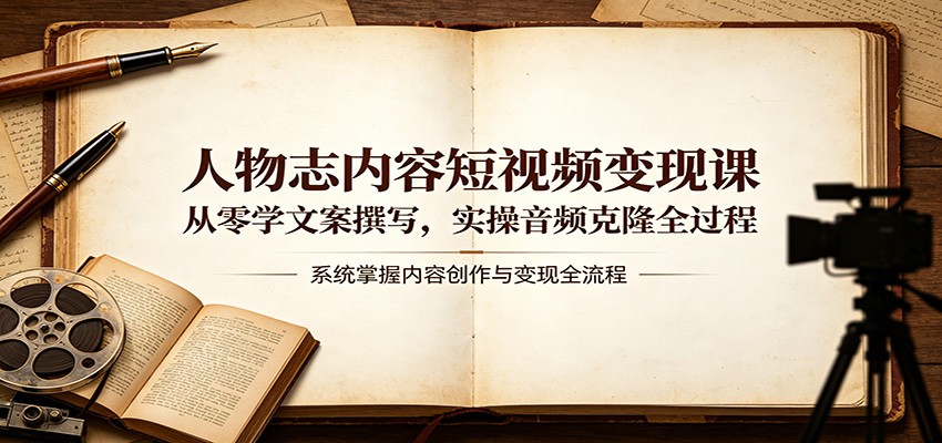 人物志内容短视频变现课：从零学文案撰写，实操音频克隆全过程-小明副业导航站
