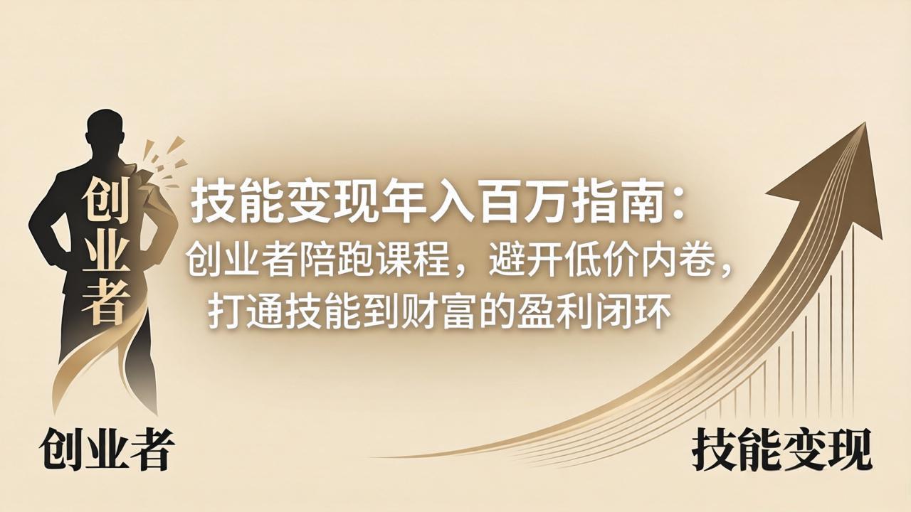 技能变现年入百万指南:创业者陪跑课程,避开低价内卷,打通技能到财富的盈利闭环-小明副业导航站