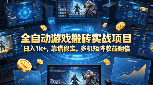 全自动游戏搬砖实战项目，日入1k+，靠谱稳定，多机矩阵收益翻倍【揭秘】-小明副业导航站