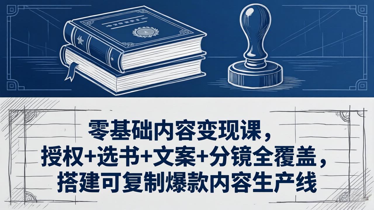零基础内容变现课，授权+选书+文案+分镜全覆盖，搭建可复制爆款内容生产线-小明副业导航站