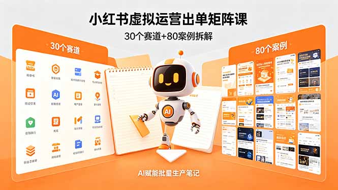 小红书虚拟运营出单矩阵课：30个赛道+80案例拆解，AI赋能批量生产笔记-小明副业导航站