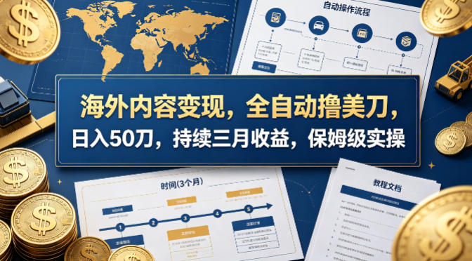 海外内容变现，全自动撸美刀，日入50刀，持续三月收益，保姆级实操【揭秘】-小明副业导航站