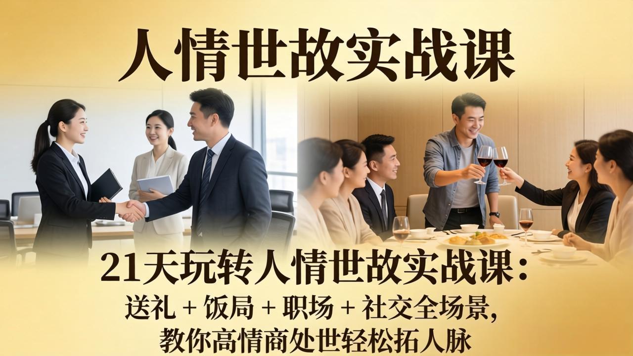 21 天玩转人情世故实战课：送礼 + 饭局 + 职场 + 社交全场景，教你高情商处世轻松拓人脉-小明副业导航站