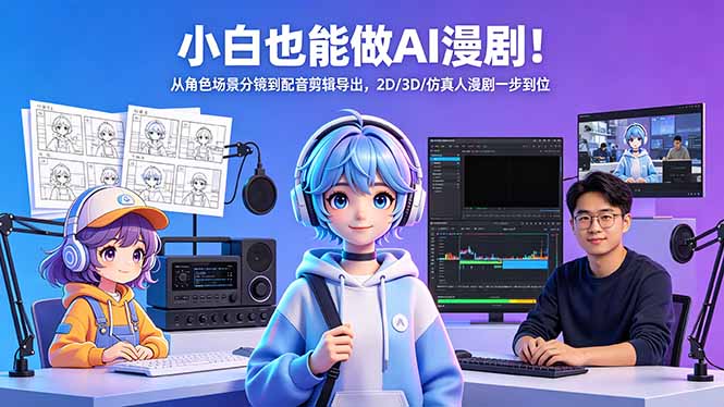 小白也能做AI漫剧！从角色场景分镜到配音剪辑导出，2D/3D/仿真人漫剧一步到位-小明副业导航站