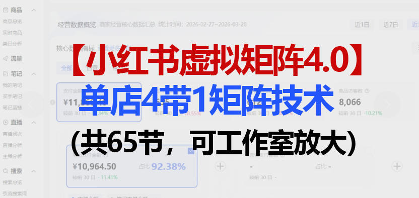 小红书虚拟矩阵4.0技术：单店4带1矩阵(共65节，可工作室放大)-小明副业导航站