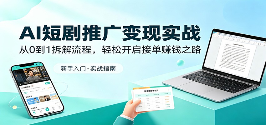 AI短剧推广变现实战：从0到1拆解流程，轻松开启接单赚钱之路-小明副业导航站