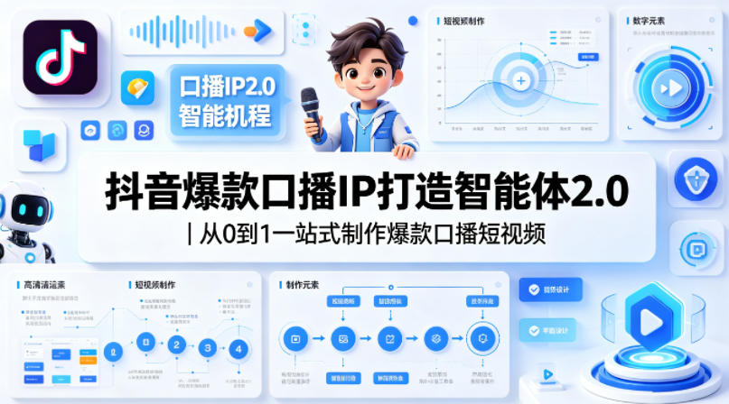 抖音爆款口播IP打造智能体2.0｜从0到1一站式制作爆款口播短视频-小明副业导航站