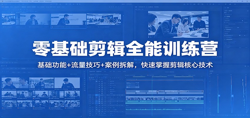 零基础剪辑全能训练营：基础功能+流量技巧+案例拆解，快速掌握剪辑核心技术-小明副业导航站