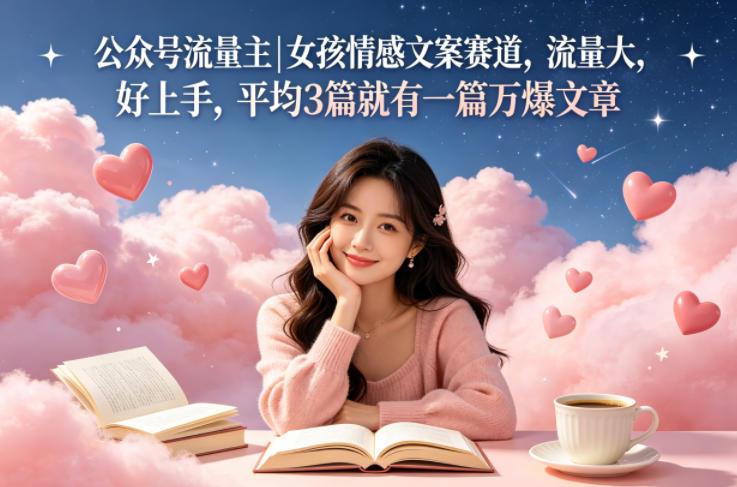 公众号流量主女孩情感文案赛道，流量大，好上手，平均3篇就有一篇万爆文章-小明副业导航站
