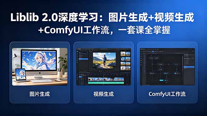 Liblib 2.0深度学习：图片生成+视频生成+ComfyUI工作流，一套课全掌握-小明副业导航站