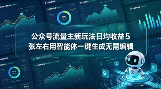 公众号流量主新玩法日均收益5张左右用智能体一键生成无需编辑-小明副业导航站