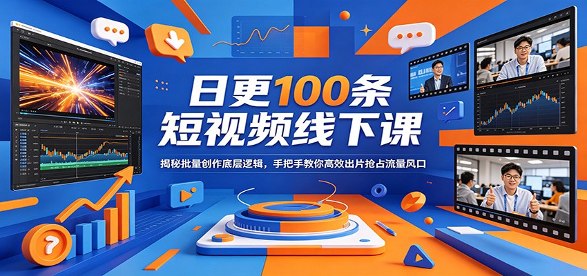 日更100条短视频线下课：揭秘批量创作底层逻辑，手把手教你高效出片抢占流量风口-小明副业导航站