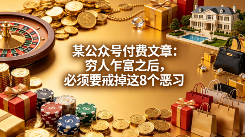 某公众号付费文章：穷人乍富之后，必须要戒掉这8个恶习-小明副业导航站