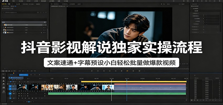 抖音影视解说独家实操流程，文案速通+字幕预设小白轻松批量做爆款视频-小明副业导航站