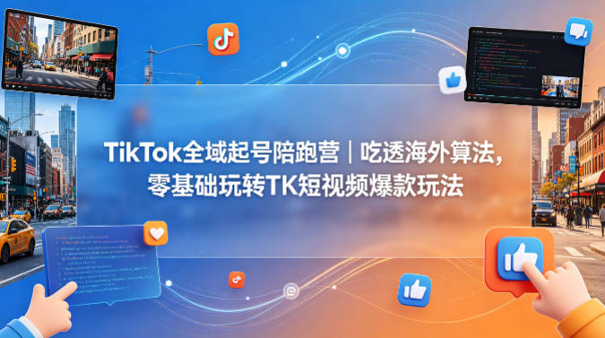 TikTok全域起号陪跑营｜吃透海外算法，零基础玩转TK短视频爆款玩法-小明副业导航站