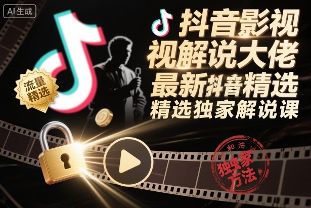 抖音影视解说大佬最新抖音进精选和独家方法，精选独家解说课(更新26年3月)-小明副业导航站
