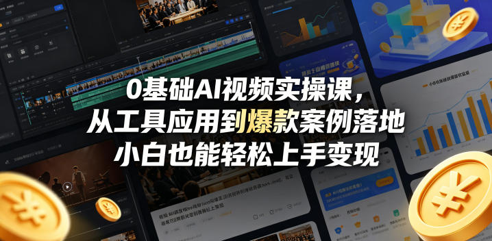 0基础AI视频实操课，从工具应用到爆款案例落地，小白也能轻松上手变现-小明副业导航站