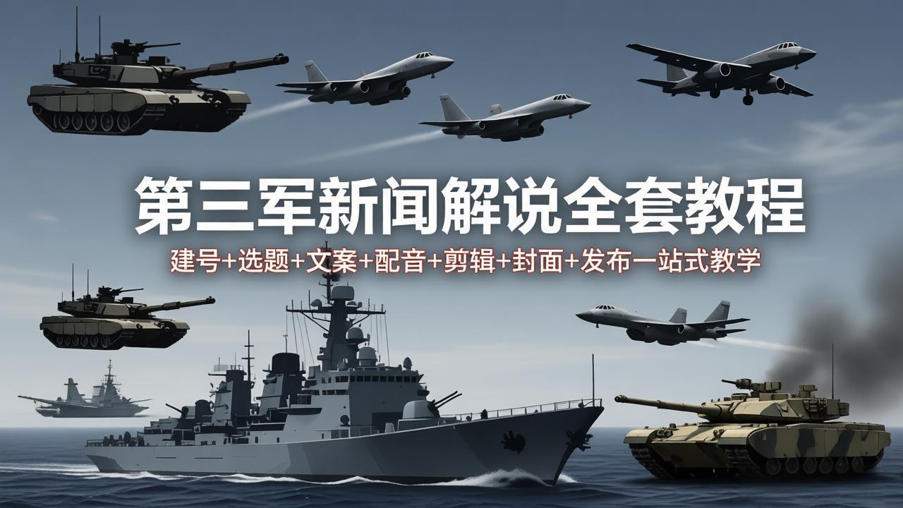 第三军迷新闻解说全套教程：建号+选题+文案+配音+剪辑+封面+发布一站式教学-小明副业导航站