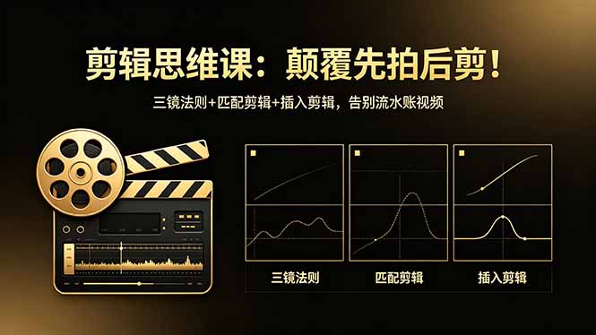 剪辑思维课：颠覆先拍后剪！三镜法则+匹配剪辑+插入剪辑，告别流水账视频-小明副业导航站