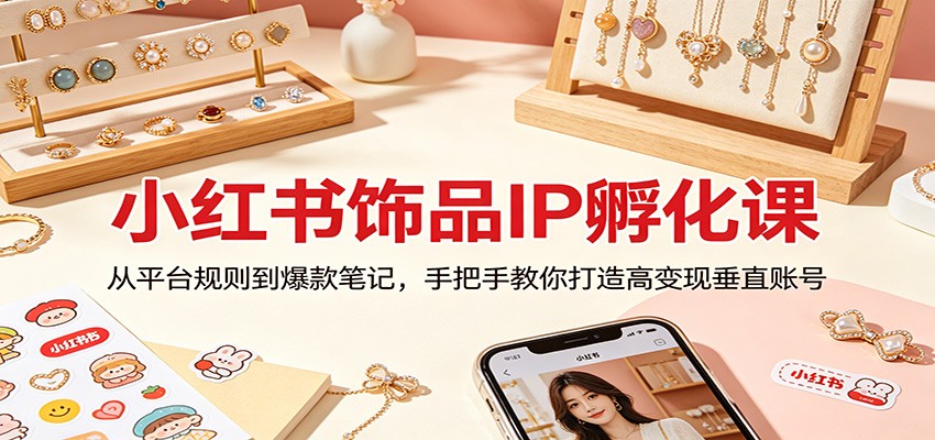小红书饰品IP孵化课：从平台规则到爆款笔记，手把手教你打造高变现垂直账号-小明副业导航站