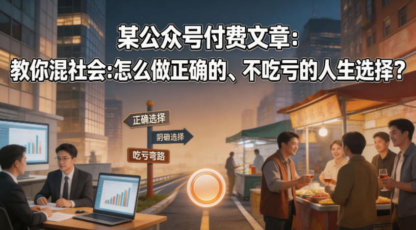 某公众号付费文章：教你混社会：怎么做正确的、不吃亏的人生选择？-小明副业导航站