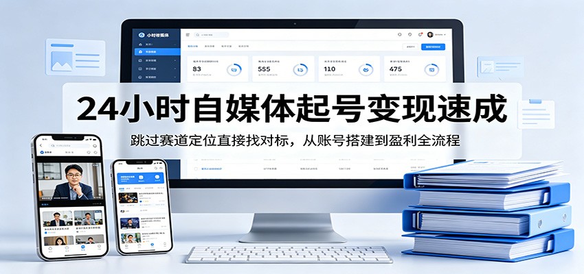 24小时自媒体起号变现速成，跳过赛道定位直接找对标，从账号搭建到盈利全流程-小明副业导航站