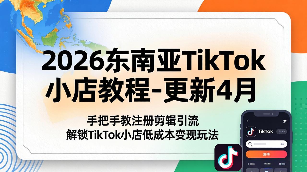 2026东南亚TikTok小店教程-更新4月，手把手教注册剪辑引流，解锁TikTok小店低成本变现玩法-小明副业导航站