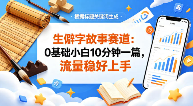公众号流量主——生僻字故事赛道，流量稳，好上手，0基础小白也能10分钟一篇-小明副业导航站