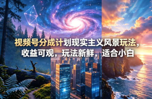 视频号分成计划现实主义风景玩法，收益可观，玩法新鲜，适合小白-小明副业导航站