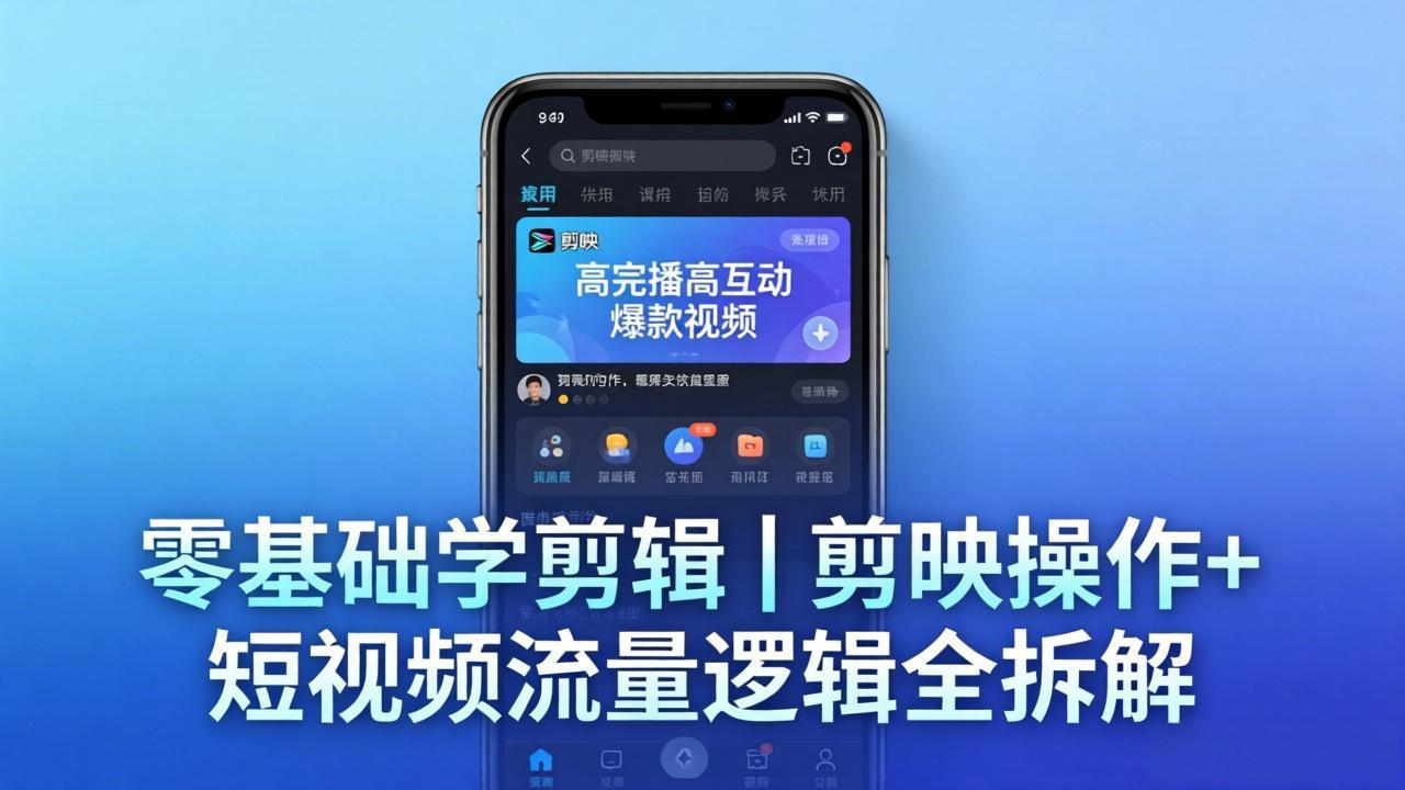 【零基础学剪辑】剪映操作+短视频流量逻辑全拆解｜手把手教你剪出高完播高互动爆款视频-小明副业导航站