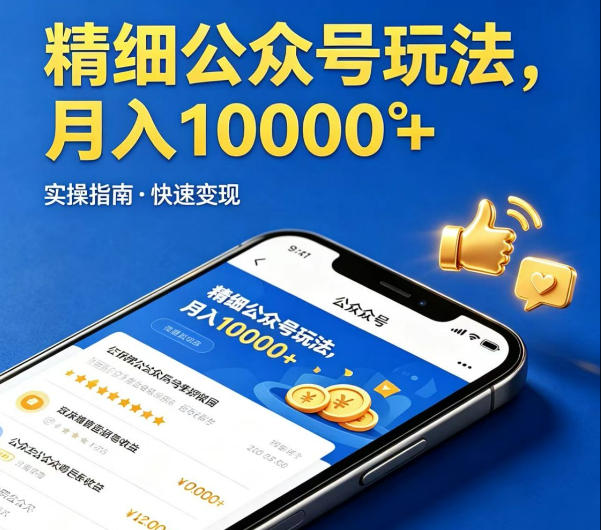 精细化公众号玩法，我们给你提供文章，你来负责发布，收益可观，月入1W+【揭秘】-小明副业导航站