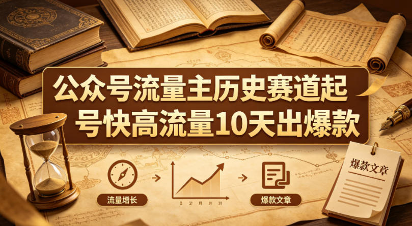公众号流量主之历史赛道，起号快+高流量，10天就能出爆款！-小明副业导航站