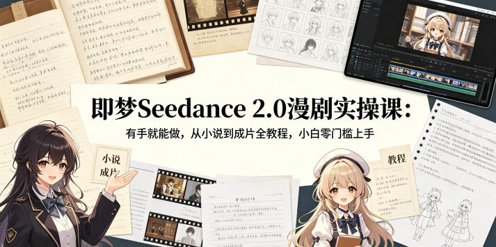 即梦Seedance 2.0漫剧实操课：有手就能做，从小说到成片全教程，小白零门槛上手-小明副业导航站