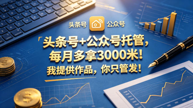 头条号+公众号托管，每月多拿3000米！我提供作品，你只管发！【揭秘】-小明副业导航站